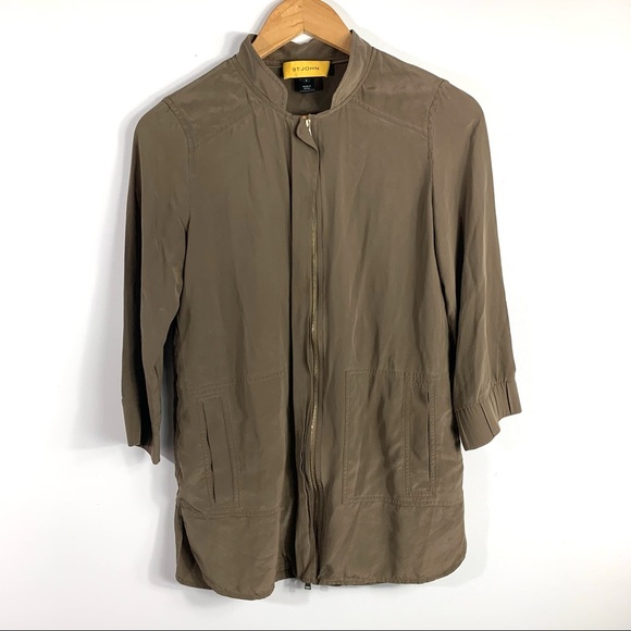 St. John Tops - St. John Silk Long Sleeve Brown/Dark Taupe Top